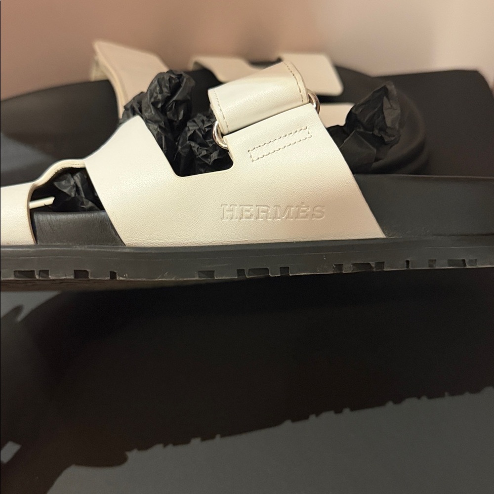 Hermes Chypre White Slide Sandals - Picture 7 of 10